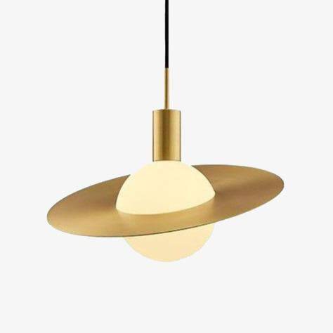 Suspension design LED avec cercle en métal doré et boule Luxury