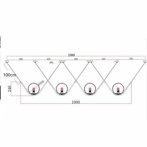 Suspension design sur fil en métal doré et boule en verre Art