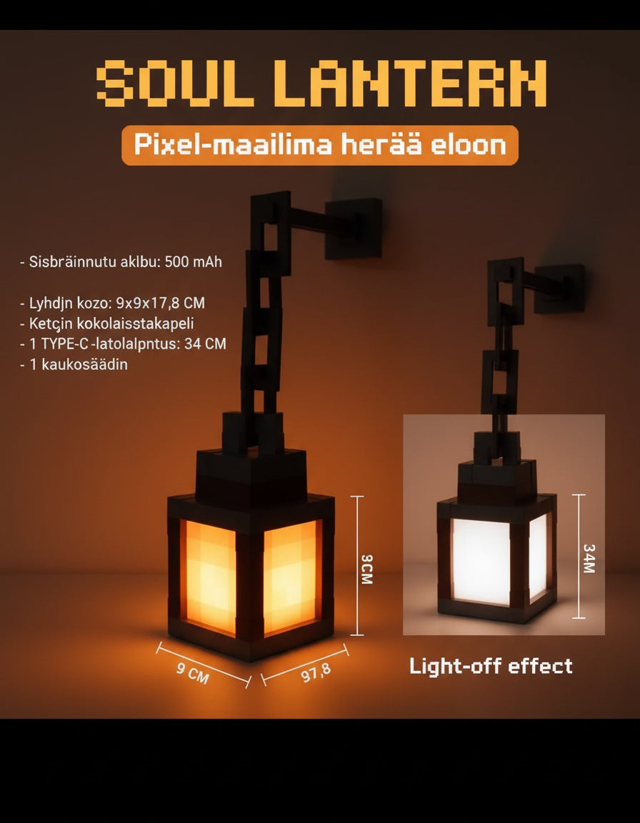 Pixel Lantern™ – LED-lohkolamppu | 16 väriä ja kaukosäädin