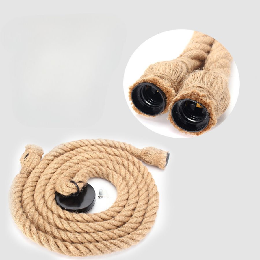 Suspension luminaire en corde de chanvre