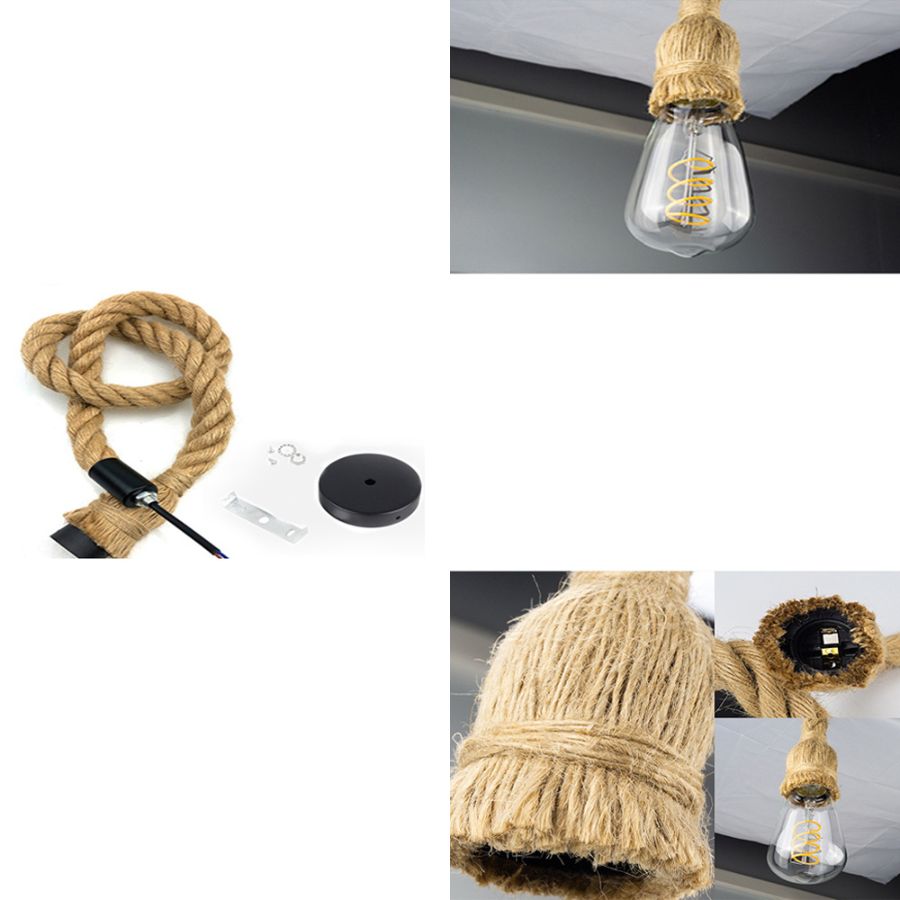 Suspension luminaire en corde de chanvre