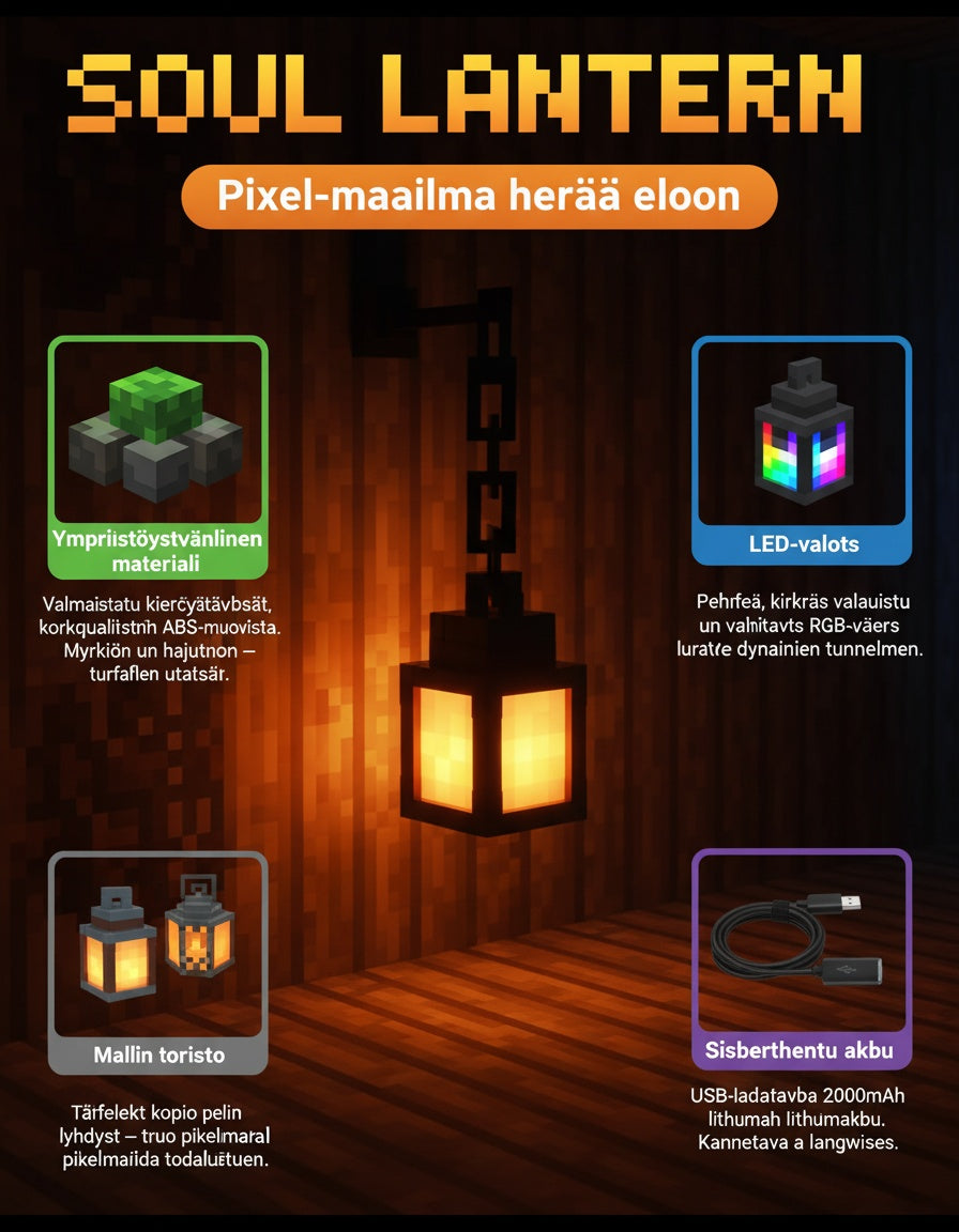 Pixel Lantern™ – LED-lohkolamppu | 16 väriä ja kaukosäädin