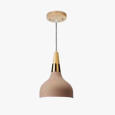 Suspension design LED avec abat-jour en métal khaki doré style Casa