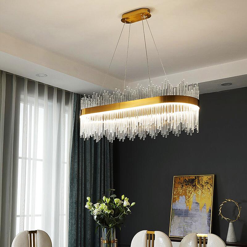 Modern Crystal Chandelier Lighting LED Pendant Lights For Living Dining Room Kitchen Restaurant Light Bedroom Decor Hanging Lamp