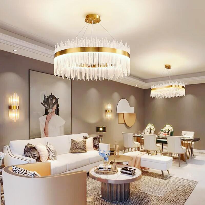 Modern Crystal Chandelier Lighting LED Pendant Lights For Living Dining Room Kitchen Restaurant Light Bedroom Decor Hanging Lamp