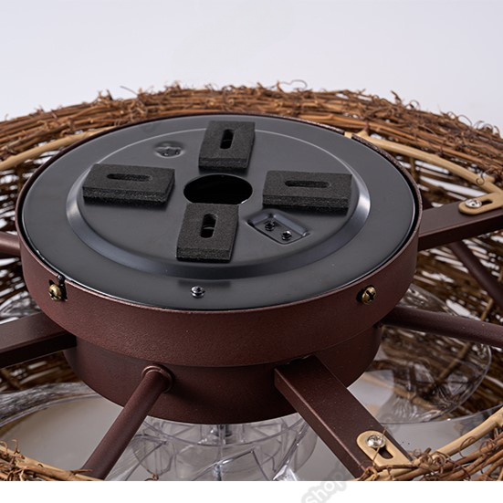 Lustre brasseur d'air en osier façon rotin