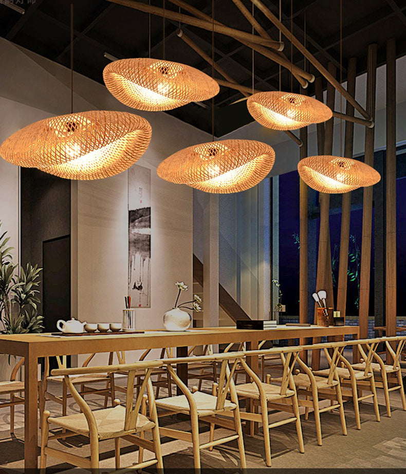 Abat-jour décoratif tissé en bambou et rotin