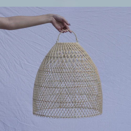 Abat-jour en rotin avec anse à suspendre