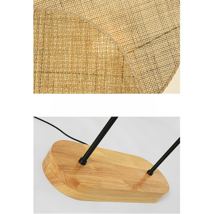 Lampadaire LED autoporté en rotin en forme de grand pétale de fleur