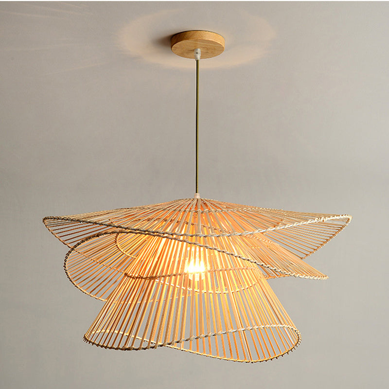 Abat-jour à suspendre en rotin à plusieurs niveaux