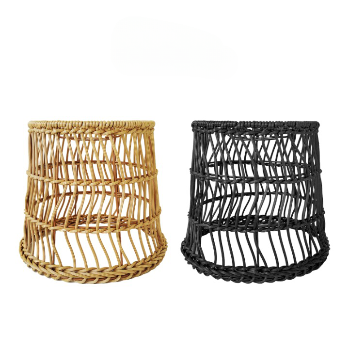 Abat-jour de lustre en rotin en forme de corbeille