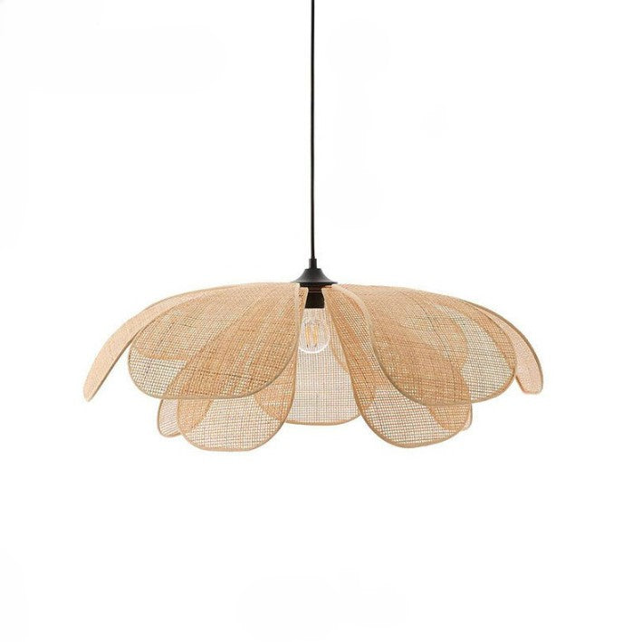 Plafonnier abat-jour suspendu LED en rotin au design créatif