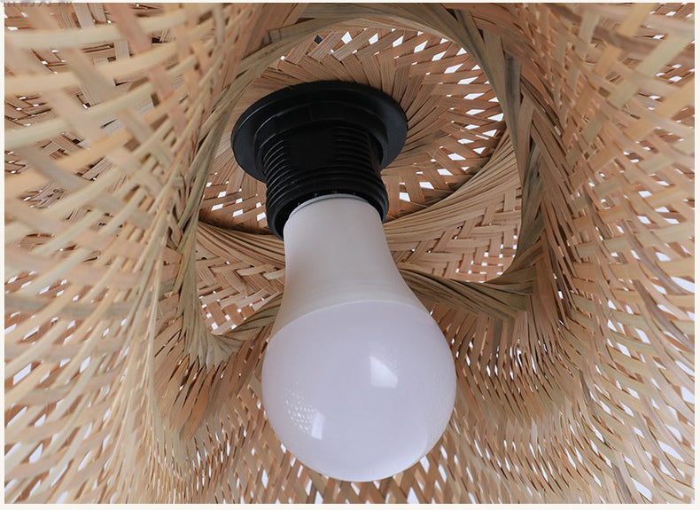 Abat-jour décoratif tissé en bambou et rotin