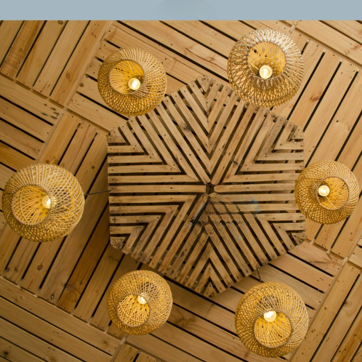 Abat-jour en rotin croisé pour luminaire suspendu - Abat