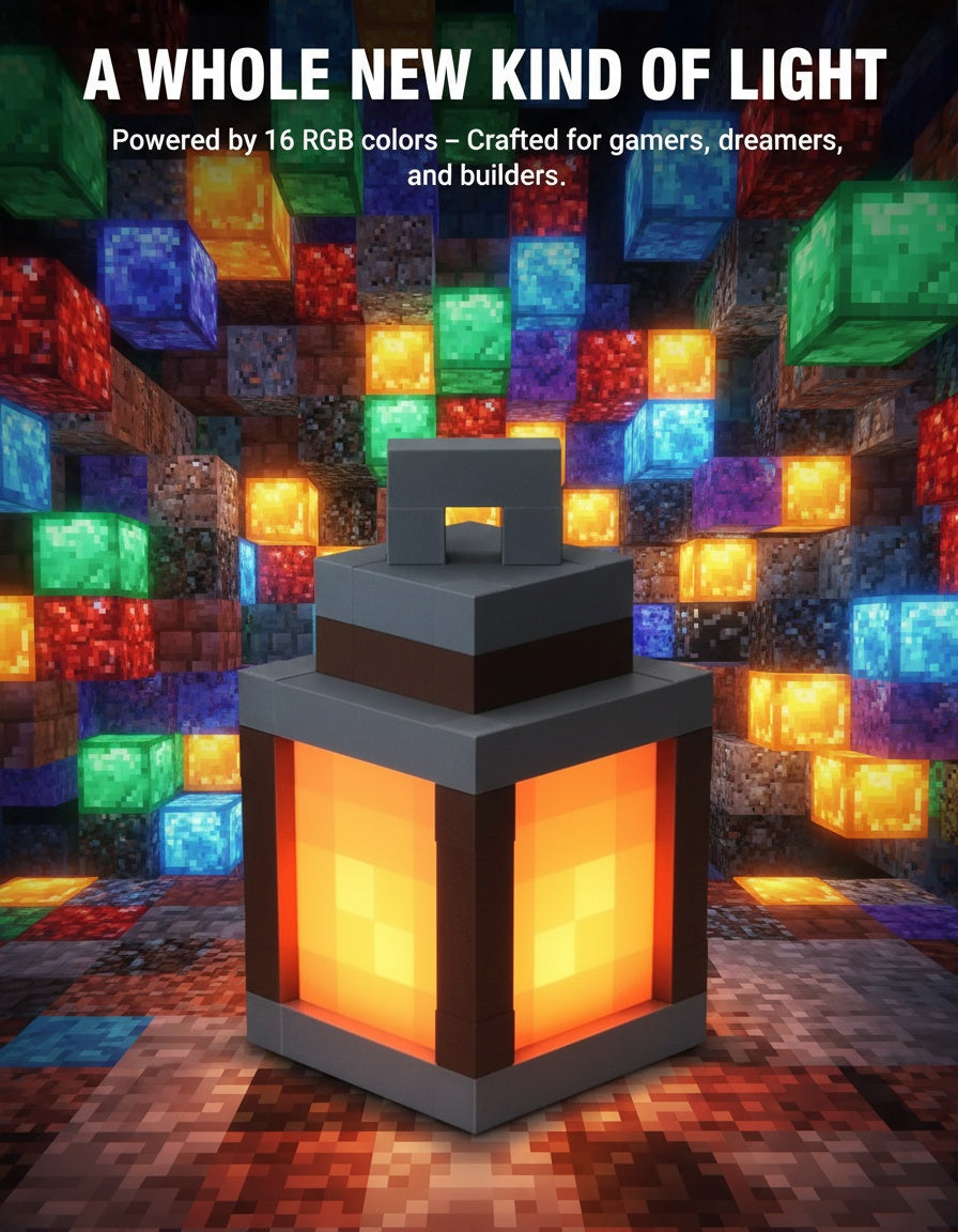 Pixel Lantern™ – LED Block Lamp | 16 Colors & Remote Control