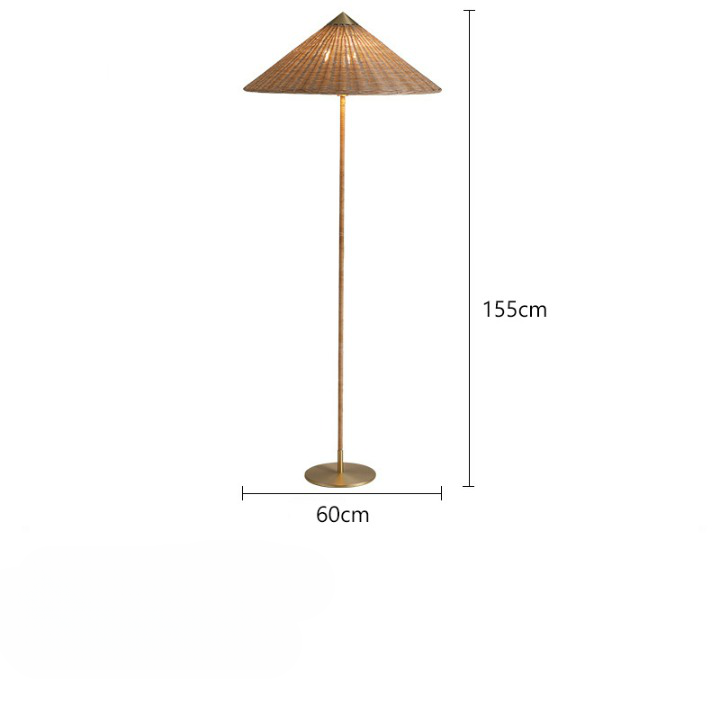 Lampadaire en rotin et métal sur pied - Suspension Luminaire