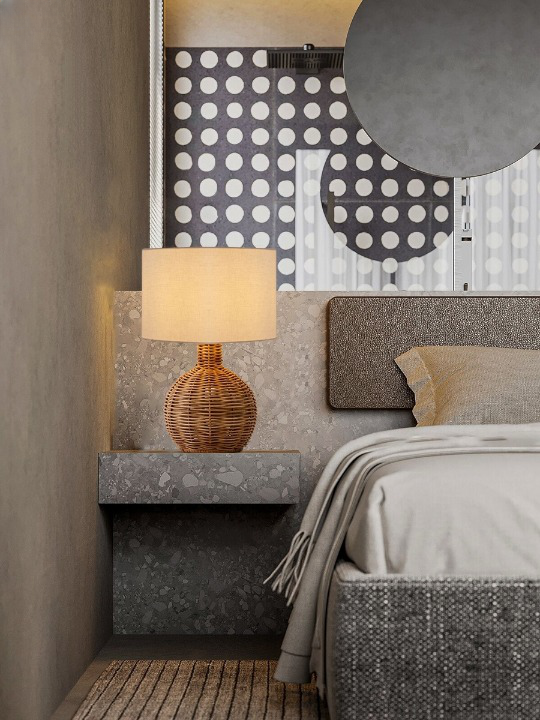 Lampe de chevet rotin au design minimaliste - Suspension