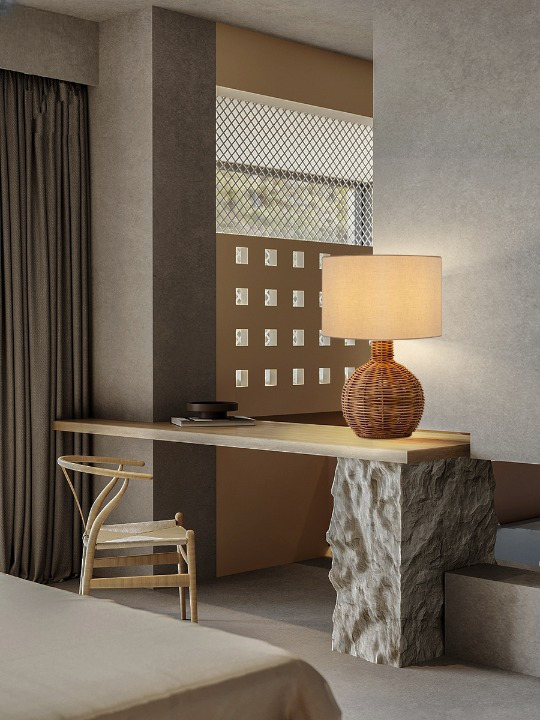 Lampe de chevet rotin au design minimaliste - Suspension