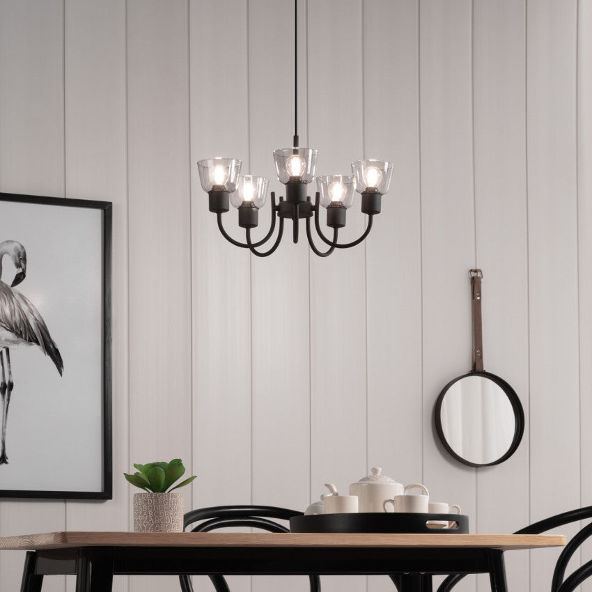 Suspension Design Métal et Verre Tivo 5 Spots