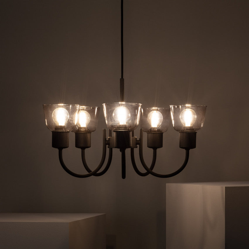 Suspension Design Métal et Verre Tivo 5 Spots