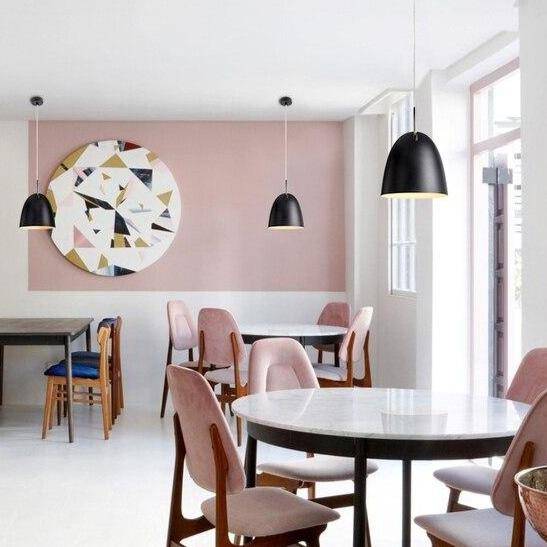 Suspension design LED avec abat-jour en métal arrondi style Macaron