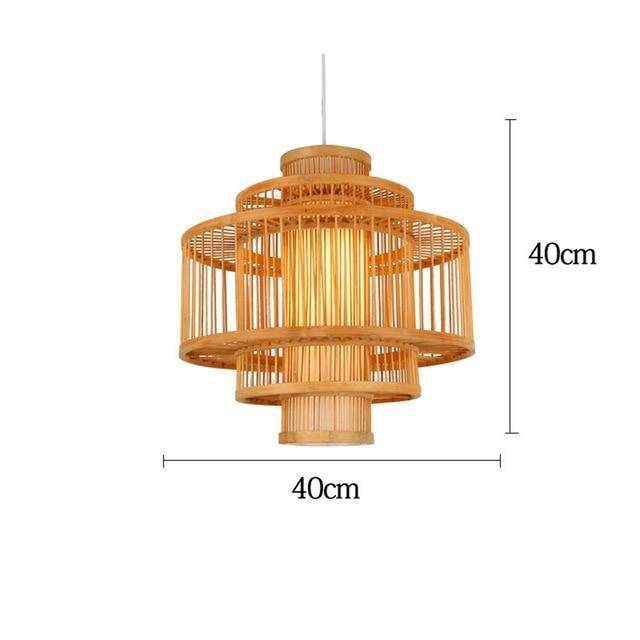 Suspension en bambou LED avec différents cylindres style Asian