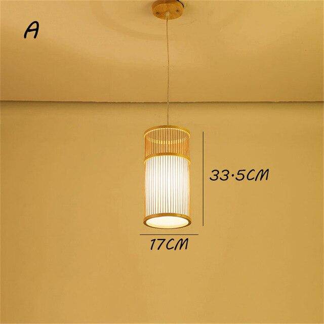 Suspension en rotin LED avec cylindre dans la boule style Tea