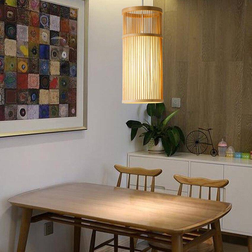 Suspension LED cage cylindrique en bambou Handicraft