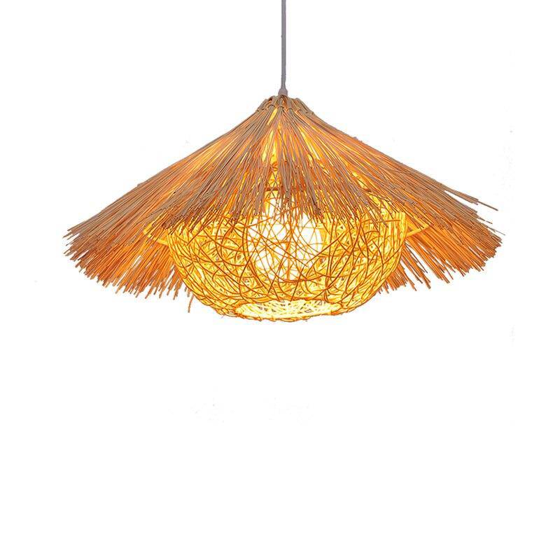 Suspension conique en bambou style paille