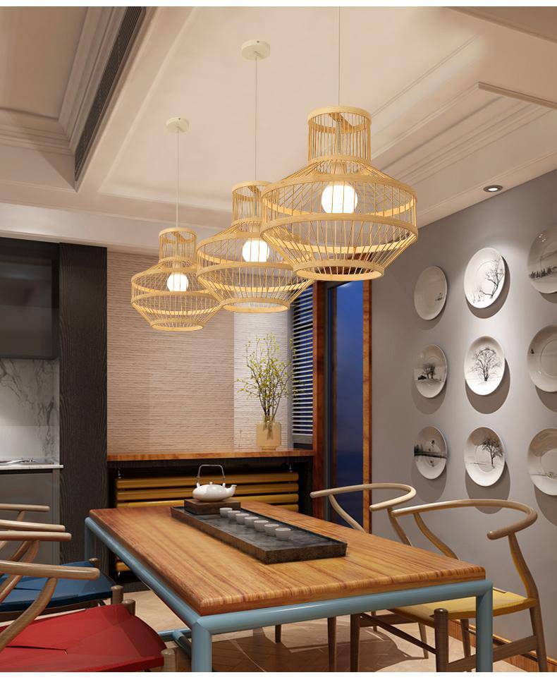 Suspension cage en bambou Geometric C