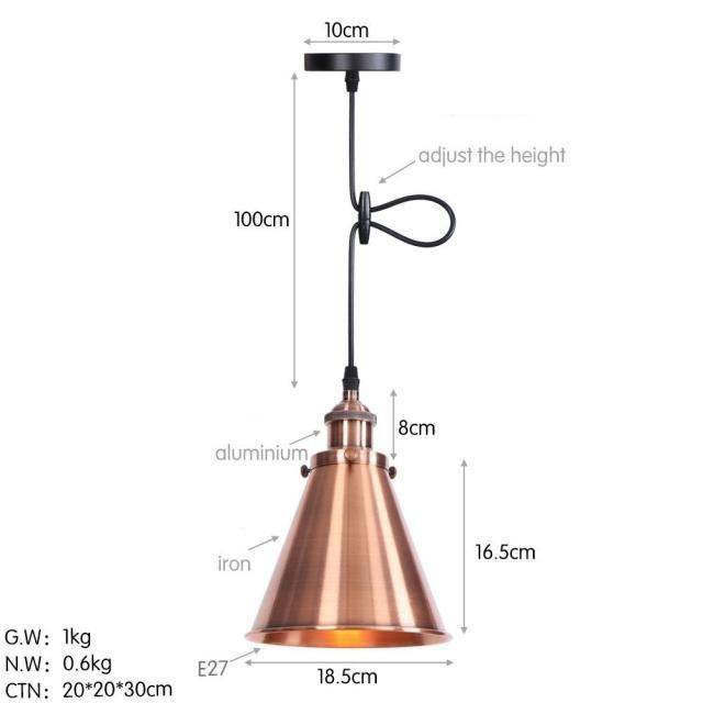 Suspension design à LED avec abat-jour conique en métal Loft