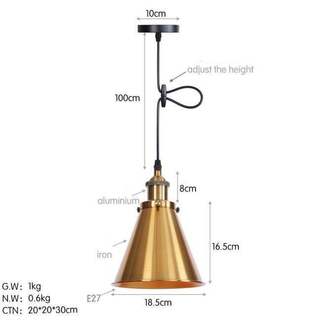 Suspension design à LED avec abat-jour conique en métal Loft