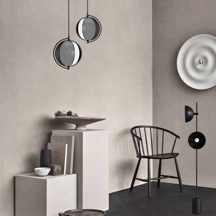 Suspension design à LED en boule métal style industriel