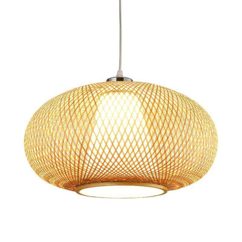 Suspension en bambou design en boule ovale