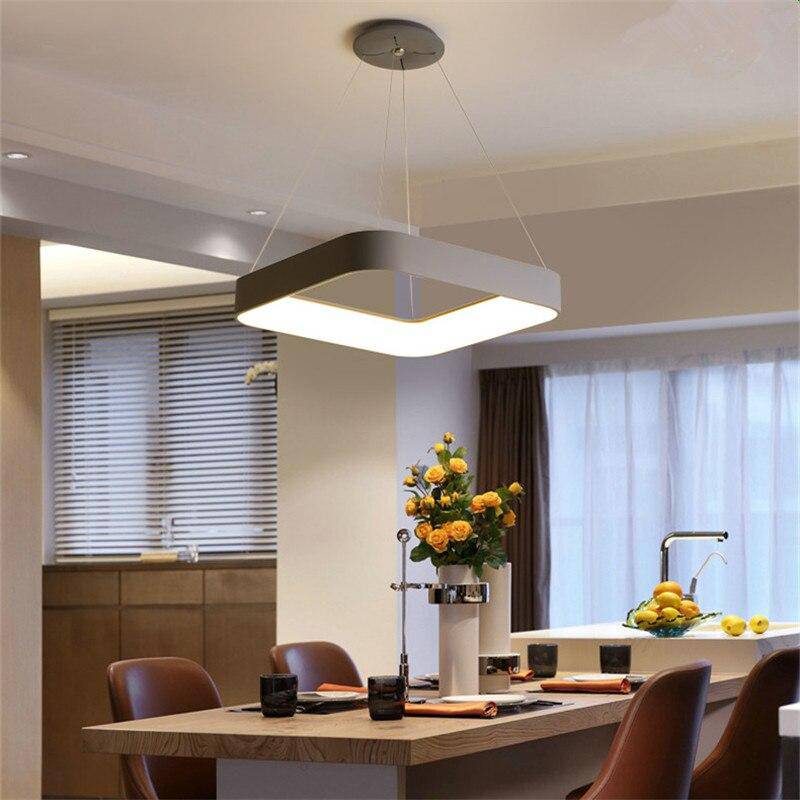 Suspension design LED carré en métal gris style Mossko