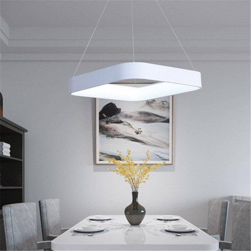 Suspension design LED carré en métal gris style Mossko