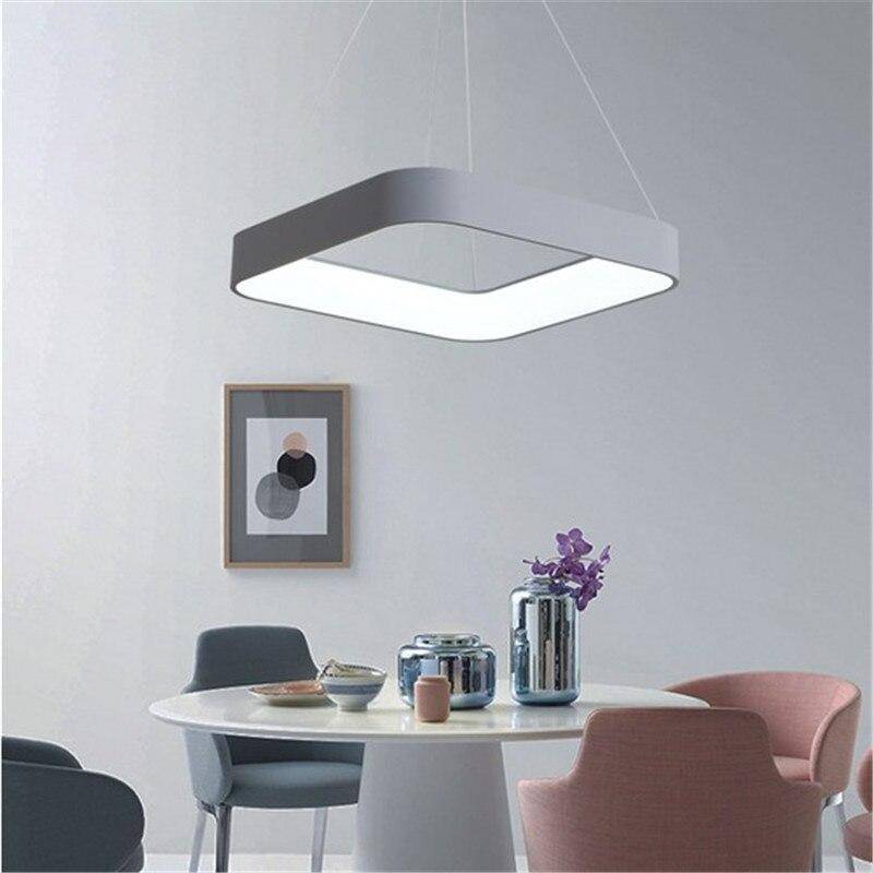 Suspension design LED carré en métal gris style Mossko
