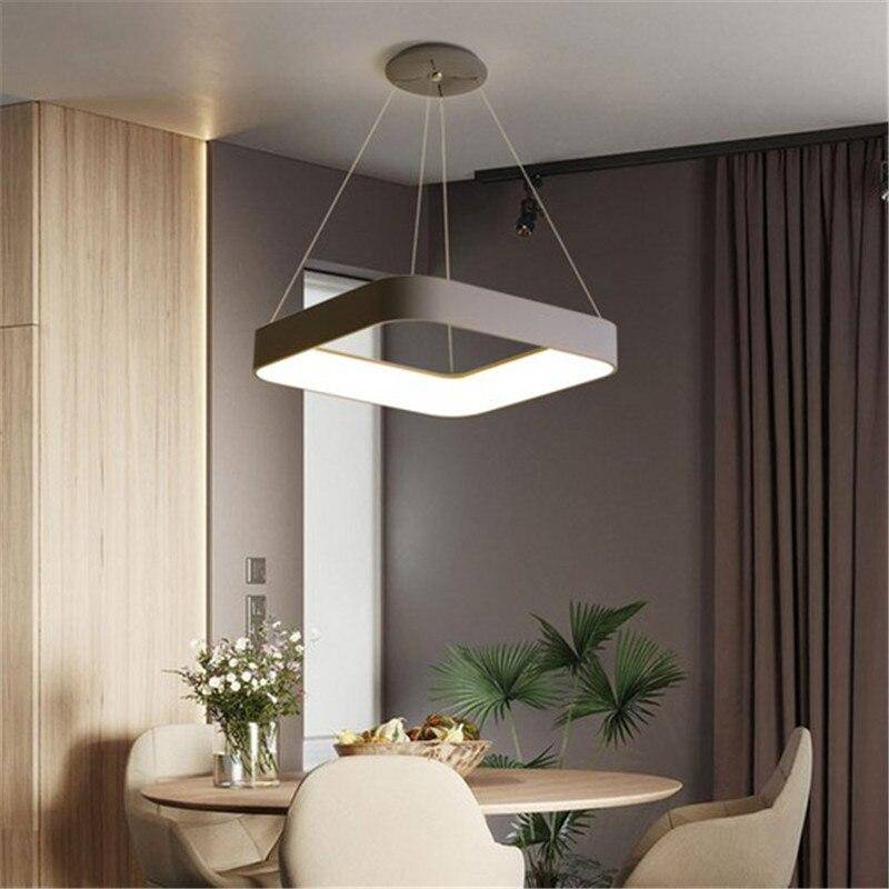 Suspension design LED carré en métal gris style Mossko