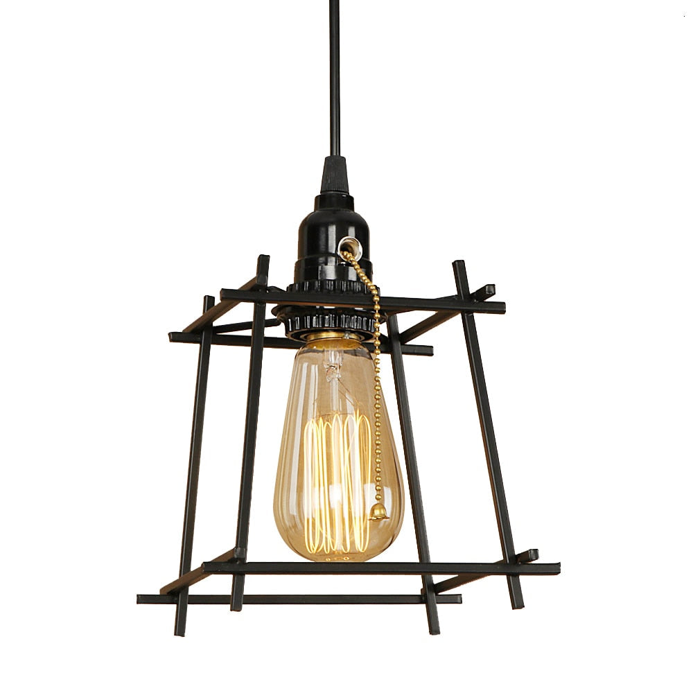 Suspension cage en métal vintage à LED Plitz