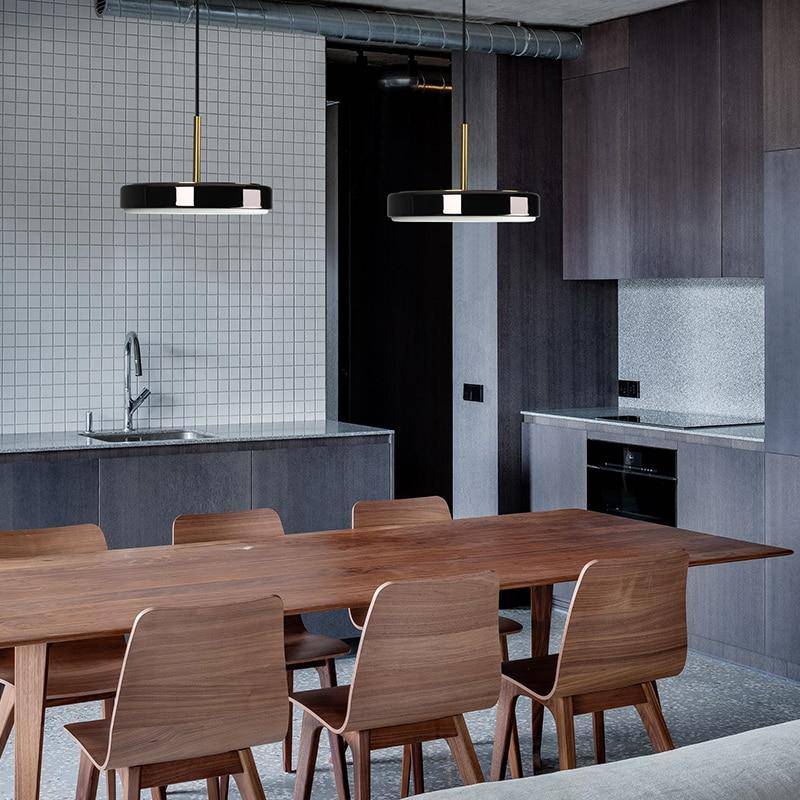 Suspension design LED arrondi en métal noir Loft