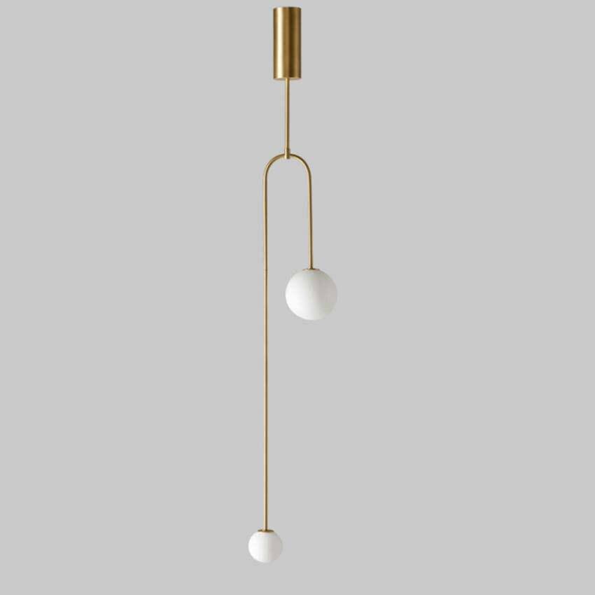 Suspension design LED en métal avec double boule en verre Fly