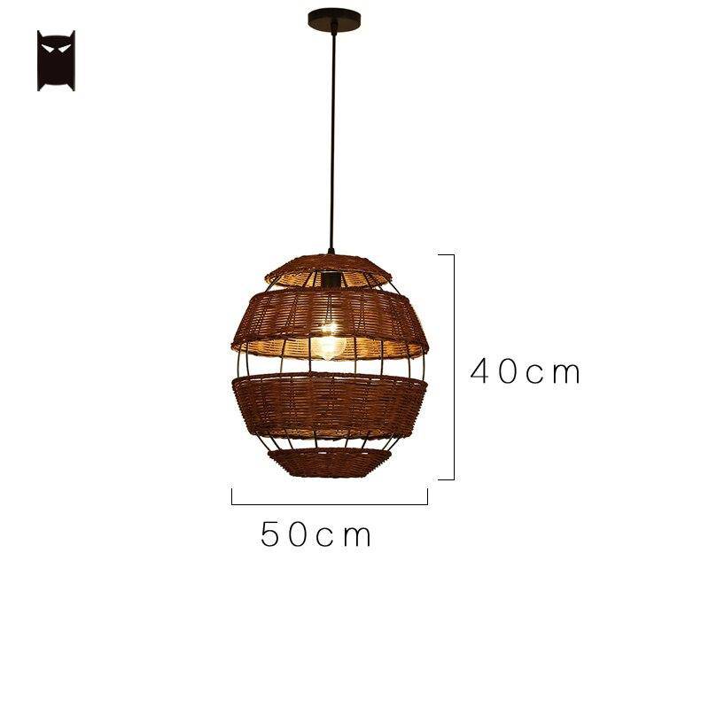Suspension rustique LED en forme d'oeuf en rotin Rata