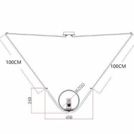Suspension design sur fil en métal doré et boule en verre Art