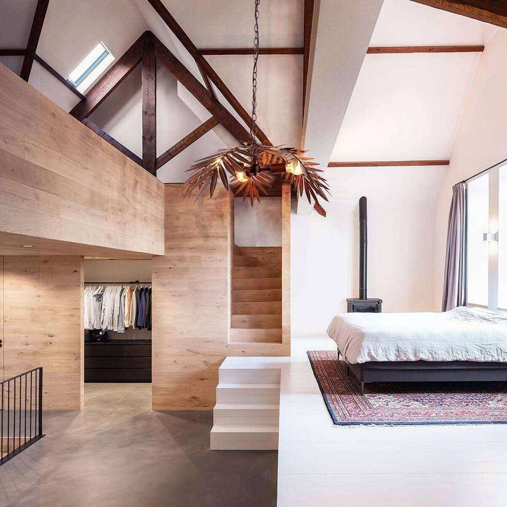 Suspension design à LED en métal imitation palmier