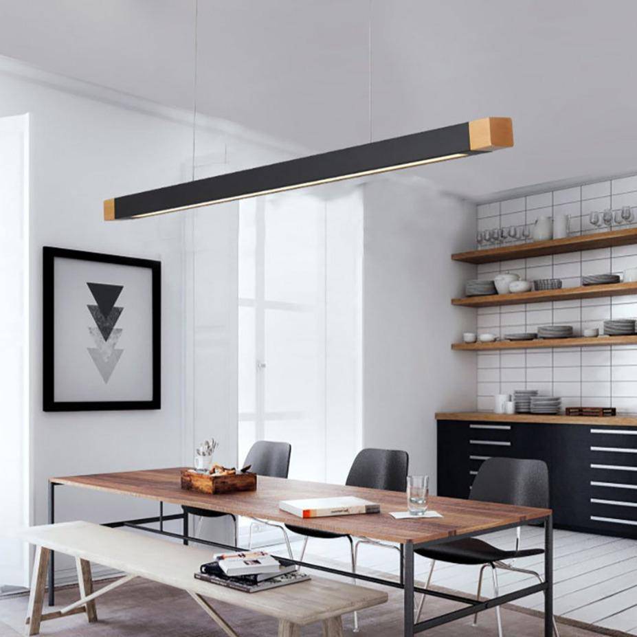 Suspension design à LED allongé en métal noir Light