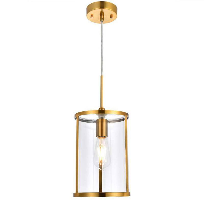 Suspension design LED en métal avec abat-jour cylindre en verre