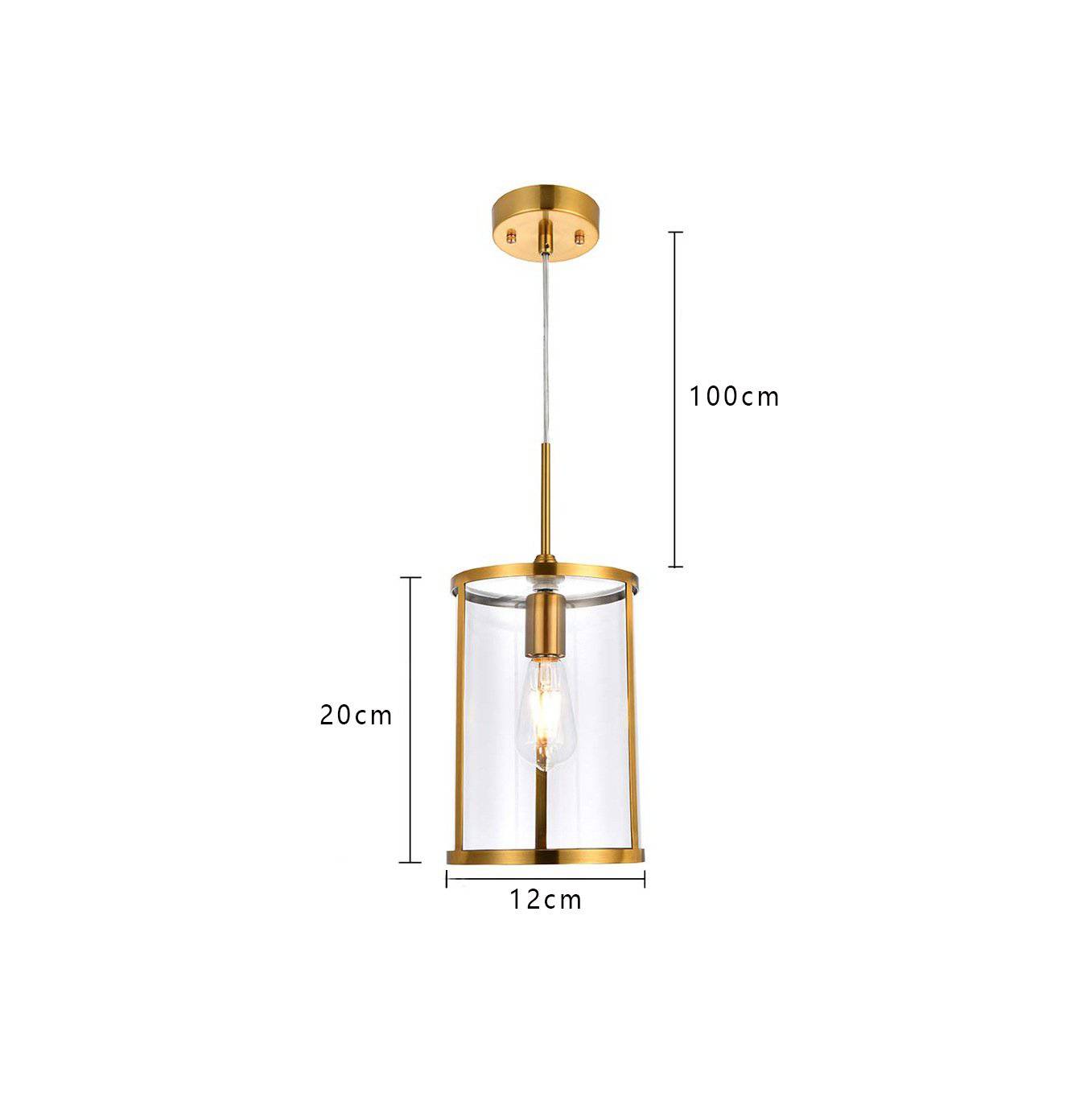 Suspension design LED en métal avec abat-jour cylindre en verre