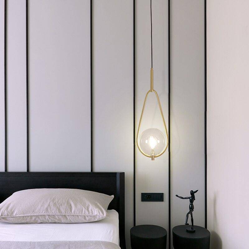 Suspension design LED avec boule en verre et métal Loft