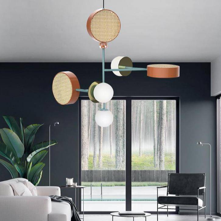 Suspension design à LED avec abat-jour disque en métal coloré