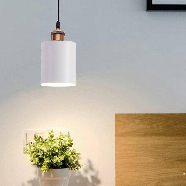 Suspension design à LED avec abat-jour cylindre en métal Loft